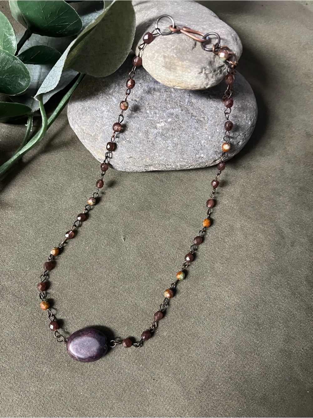 Handcrafted Purple brown Bead choker Necklace - Women Jewelry